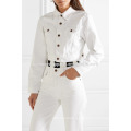 White Cotton Long Sleeve Zip-Embellished Cropped Spring Jacket Manufacture Wholesale Fashion Women Apparel (TA0001J)